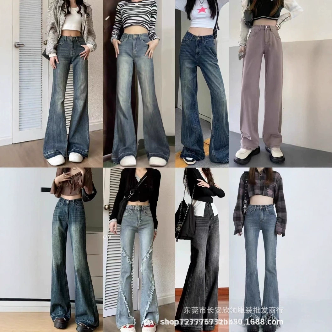 Джинсы Xintang 2025 новый стиль микро-клеш универсальные миниатюрные высокие талии узкие прямые джинсы оптом