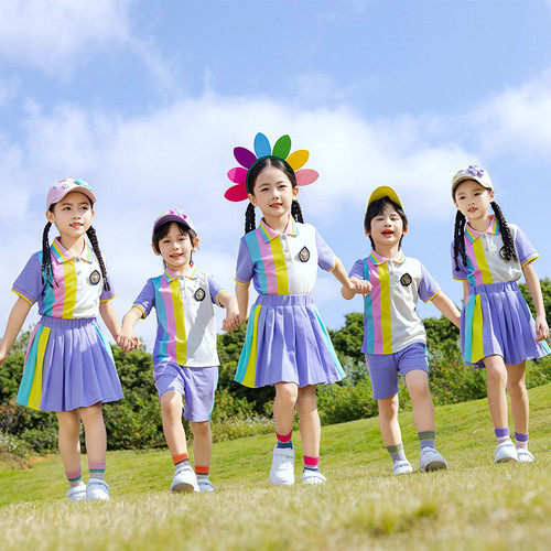 Preschool and Primary School Student Spring and Autumn Uniform Set, Summer Sports Uniform Set, Three-Piece School Uniform Set for Children