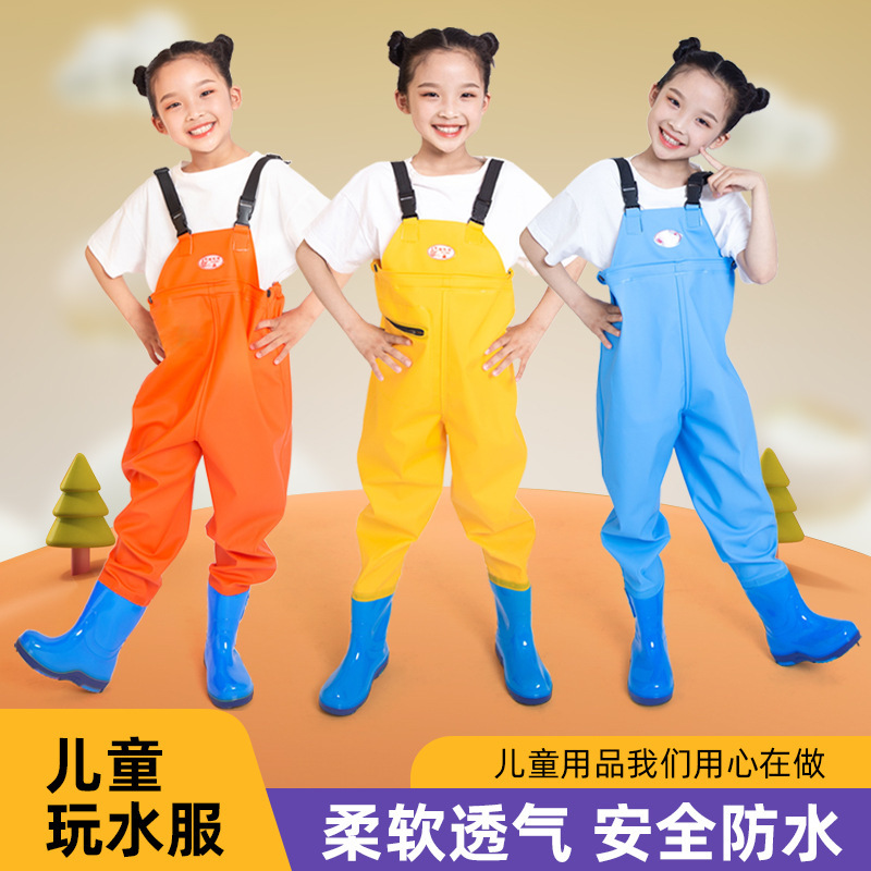Children's Waterproof Jumpsuit for Playing in Water, Kindergarten Waterproof Clothing, Beach Gear for Catching Fish, Wading Rain Pants for Babies