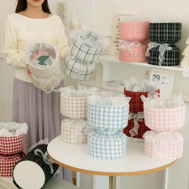 现货带花泥成品花壳小香风花壳花束礼盒材料包创意礼物包花壳批发