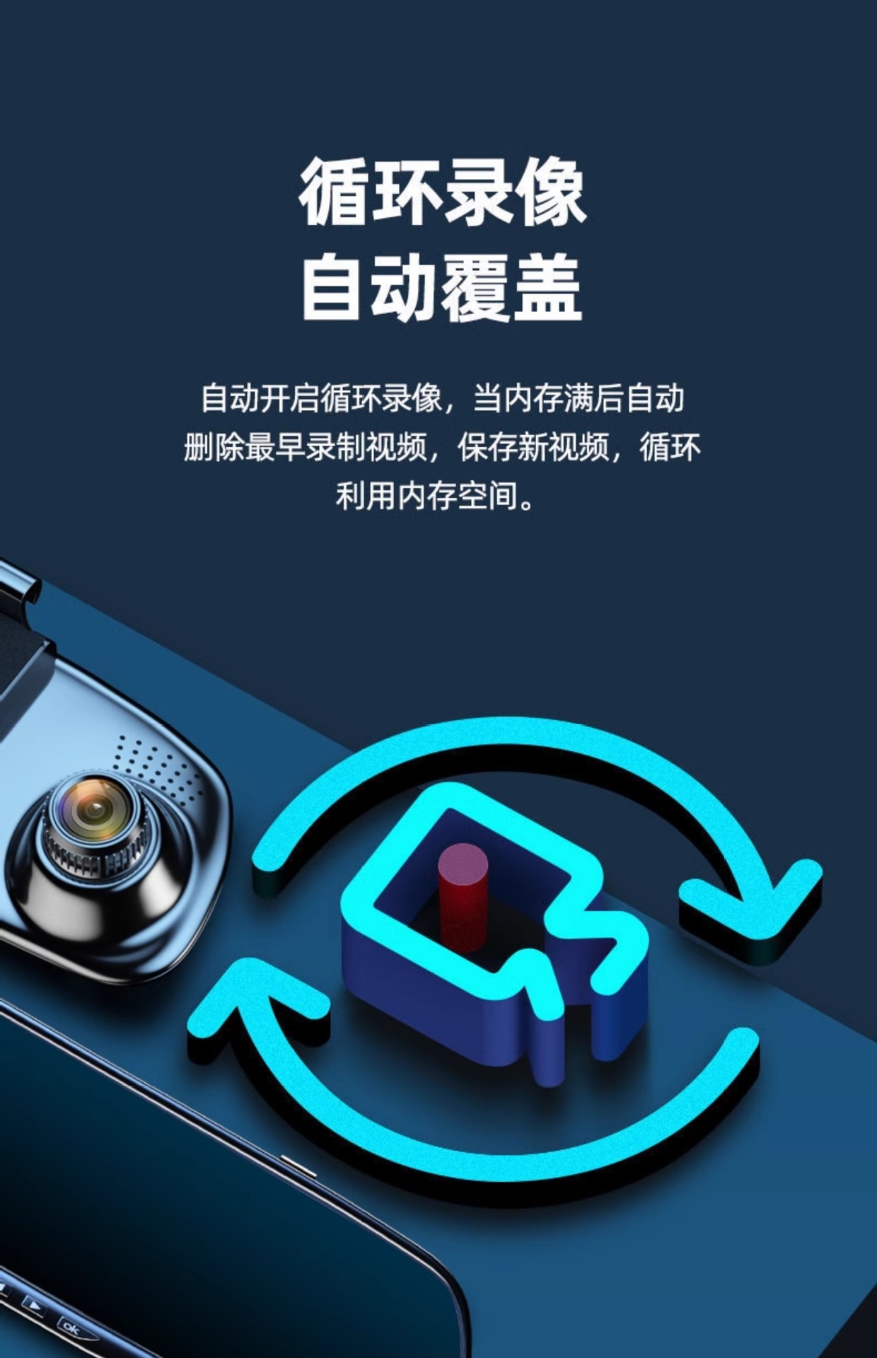 Driving Recorder Front and Rear Dual Camera High-Definition Night Vision Reversing Image 2025 New Wire-Free Parking Monitoring Wholesale