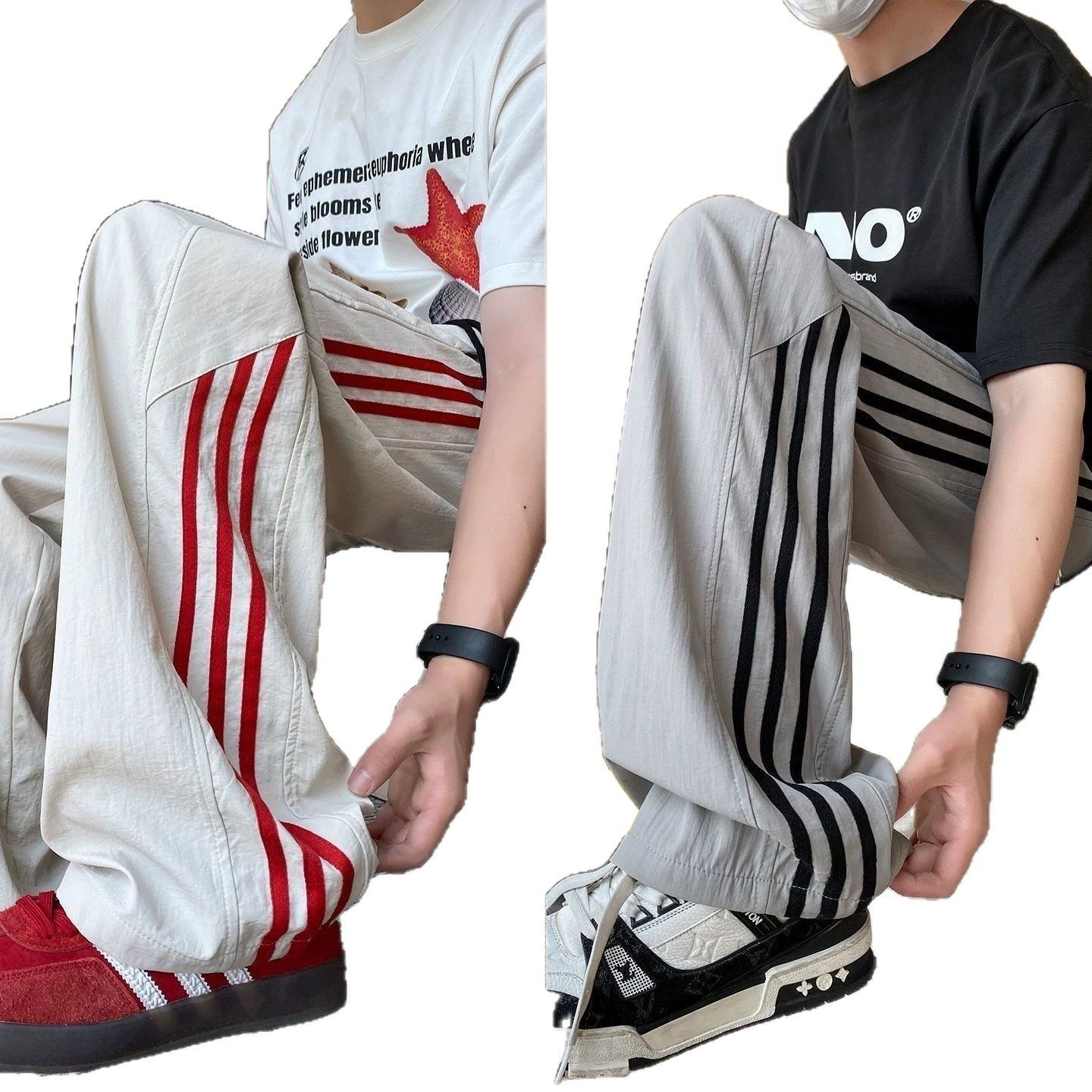 Pantalones deportivos delgados de verano transfronterizos de tres piernas de polilla de seda de hielo de secado rápido pantalones de hombre rectos sueltos