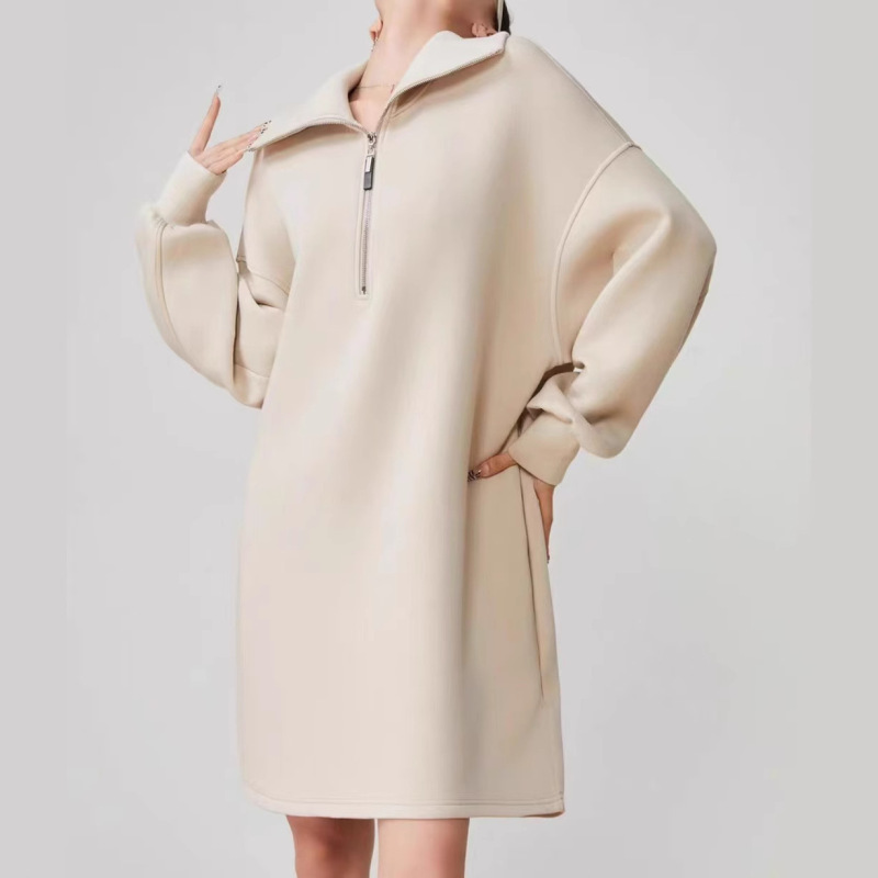 2025 Women's Sports Dress Autumn and Winter Casual Lapel Half-Zip Oversized Pullover Fashion 2025 Women's Sports Dress Autumn and Winter Casual Lapel Half-Zip Oversized Pullover Fashion