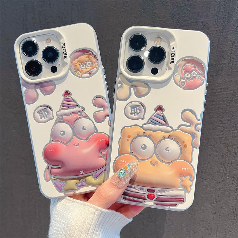 Apple 15Promax color silver 14/13/12 new creative niche ins color silver cute sponge treasure mobile phone case Apple 15Promax color silver 14/13/12 new creative niche ins color silver cute sponge treasure mobile phone case