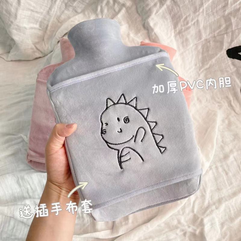 跨境热水袋注水可插手大号可爱毛绒暖手宝加厚防爆暖手袋布套|undefined