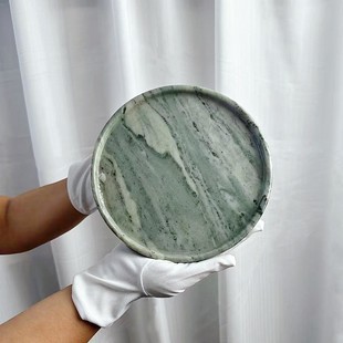 Natural Luxury Stone Tiffany Green Nordic Fruit Plate Household Living Room Dry Bubble Plate Simple and Generous