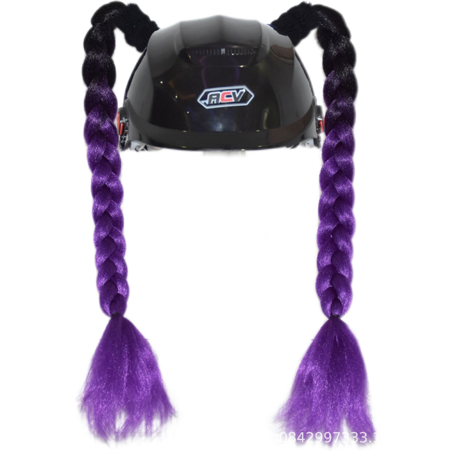 Decoration Braids Motorcycle, Motuoche Auto Parts and Accessories - black-and-purple-ponytail-braids-1-pair