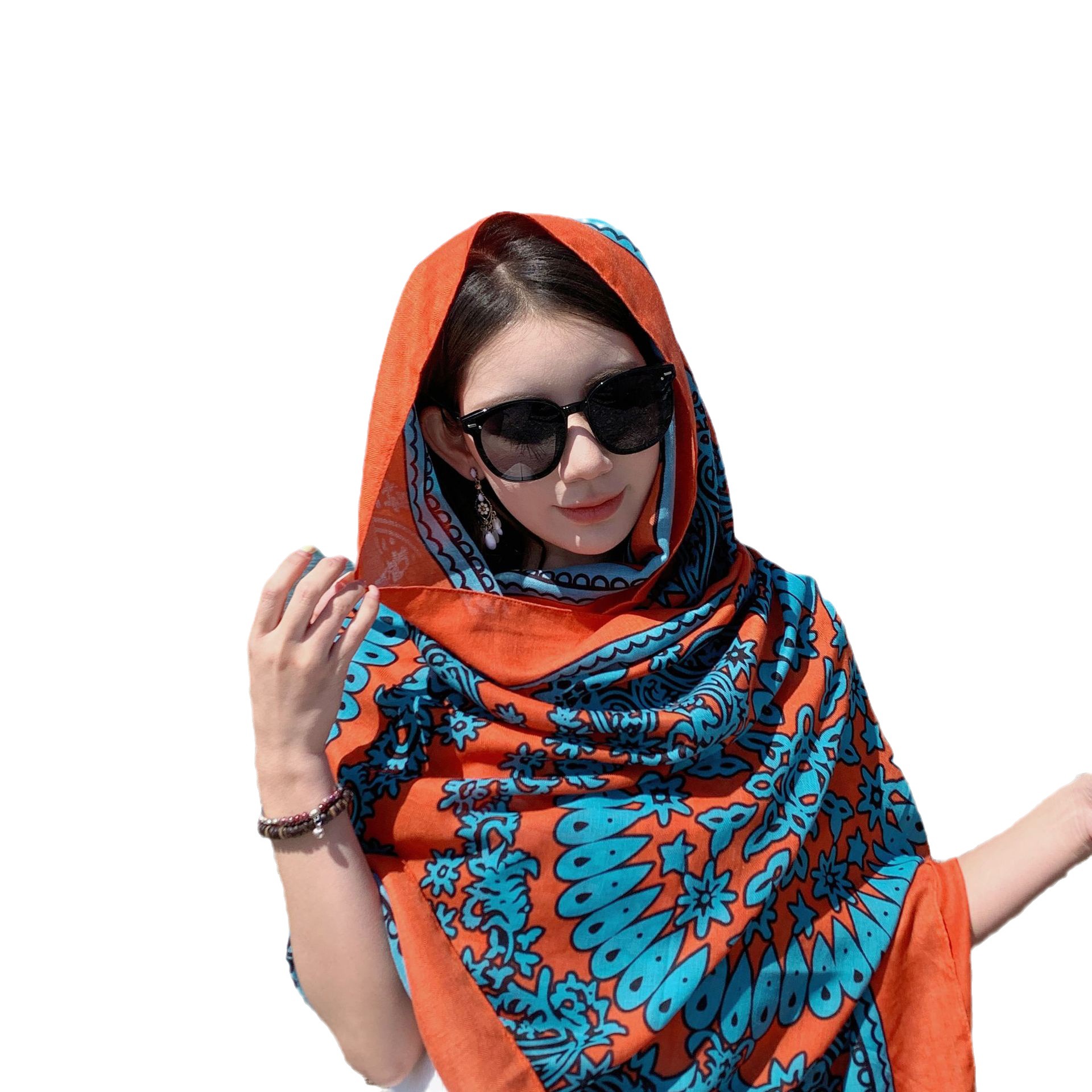 Estilo étnico retro Yunnan Lijiang viajes protección solar bufanda de algodón y lino bufanda sensación de las mujeres playa chal decorativo