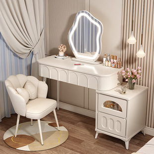 Cream Style Dressing Table Bedroom Modern Simple Small Apartment Dressing Table Bedside Storage Desk Mirror Cupboard Integrated