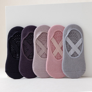 New Sports Silicone Socks Round Toe Terry Strap Yoga Socks Terry Anti-Friction Women's Yoga Socks Pilates