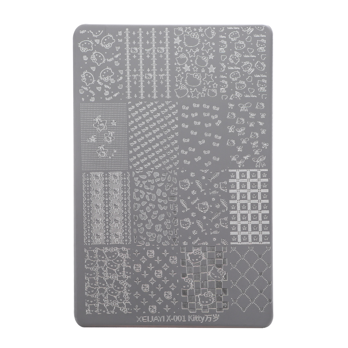 Popular Nail Art Printing Steel Plate with Back Plate Kt Cat Butter Bear Plaid Star Transfer Steel Plate Manicure Tool