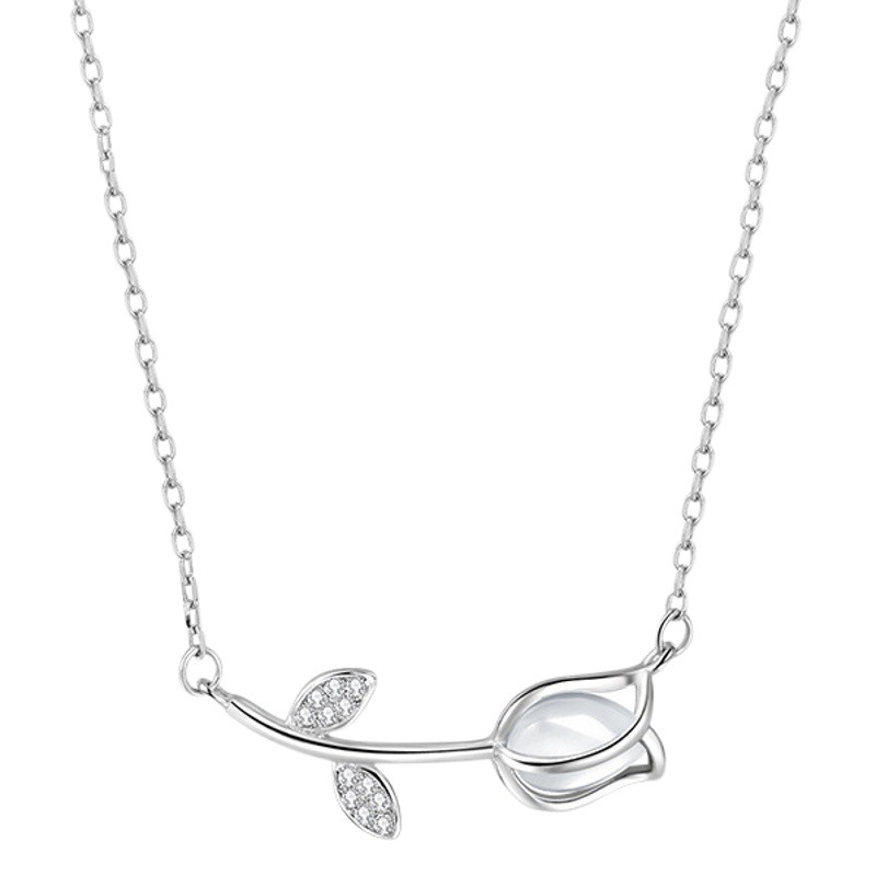 Collar de plata 925 con diseño de tulipán