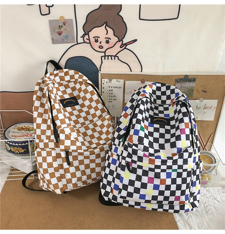 Tide brand plaid school bag student backpack high school college student campus hit color backpackpicture10