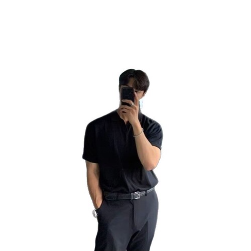 Men's Versatile Fashion Light Luxury High-End Trend Brand Short-Sleeve Plain Color POLO Shirt - New 2025 Summer Style
