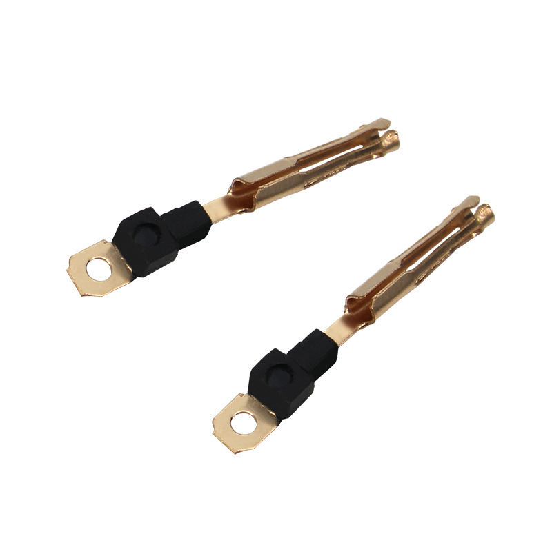 定制65黄铜天线接线端子 插簧对接压电线接头管型 铜线端子带胶塞