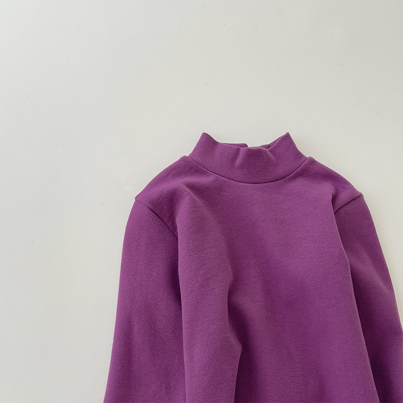 Camiseta de cuello medio elástica de 280 g para niños y niñas, estilo otoño 2026, talla 150-160
