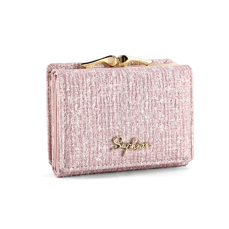 Cartera plegable de dibujos animados lindo transfronterizo, bowknot, bolso de tarjeta Macron, billetera de cuero PU de una pieza, billetera de mujer personalizada