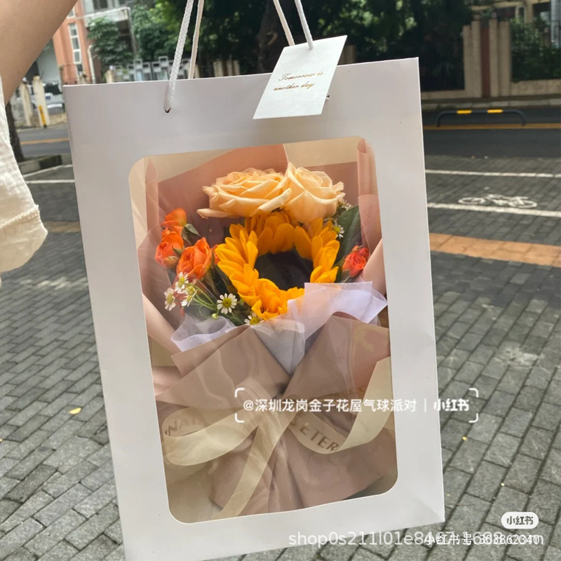 Día de San Valentín ventana bolsa de regalo ventana bolso transparente ramo de flores bolsa de embalaje bolsa de regalo de Navidad