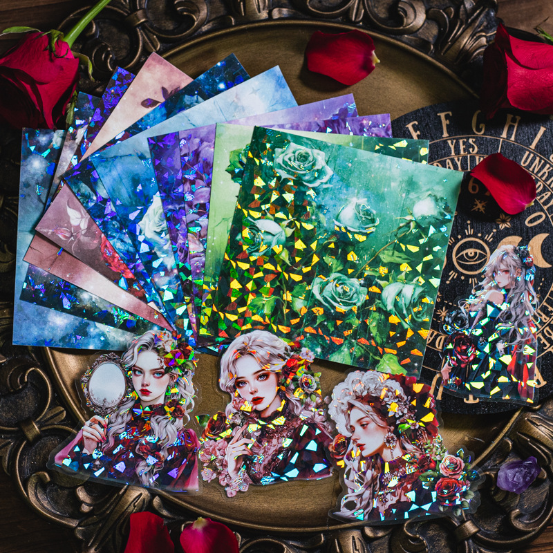 Un día hermoso conchas pegatinas de luz diosa de la noche cristal de hielo cuentas de mano decoración pegatinas de material de niña papel material paquete