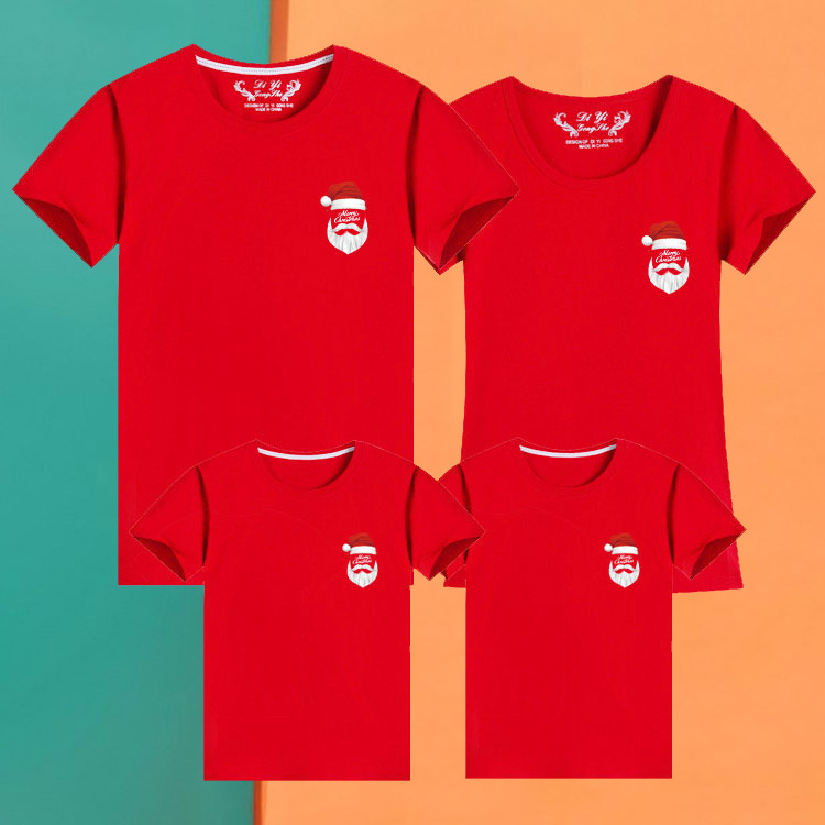 Christmas Matching Outfits 2026 New Style: Short-sleeved T-shirts for families of three or four, mothers and children, and kindergarten class uniforms.