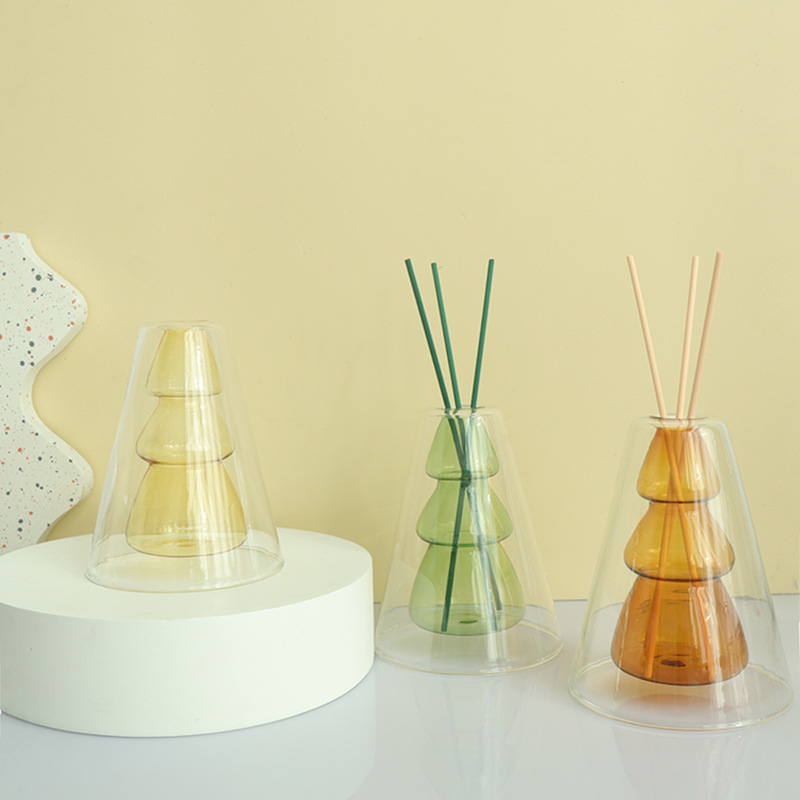 Botella de aromaterapia DE ALTO aspecto botella de árbol de Navidad perfume fragancia de aceite esencial libre de fuego volátil ratán hogar Decoración florero seco