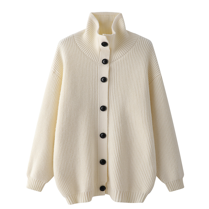 Retro Minimalist Shawl Collar Cardigan – Lightweight Knit Sweater For Effortless Layering_voghion.com