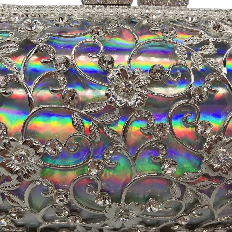 * nuevo hueco de metal con diamantes bolsas de cena caja dura de gran capacidad bolsas de banquete de mano bolsas de mujer bolsas de vestido de noche