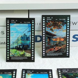 3inch Ins Xiaohongshu Light and Shadow Reversal Film Colorful Film Star Chasing Photo Reversal Film Frame Black Frame with Adhesive Backing