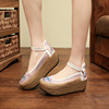 Ethnic footwear platform from pearl, slip-ons, ethnic style, with embroidery