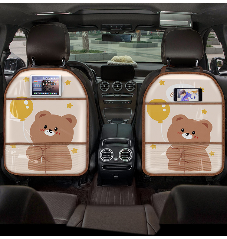 Car seat back anti-kick pad cartoon cute rear storage children's rear seat back dirty-resistant protective cover anti-wear pad