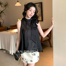 【特价不退换】秀熙熙2025夏季新款韩版雪纺无袖衬衫女上衣89338