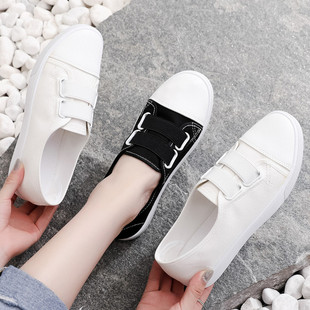 Spring and Summer Breathable White Shoes Women's Cloth Shoes Lazy Canvas Shoes 2025 New Versatile One-Leg Cross-Border Nurse Shoes