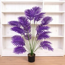 跨境热销仿真散尾葵假树铁树叶盆栽室内装饰万圣节暗黑紫色系植物
