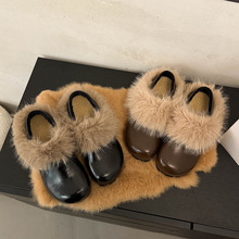 【H55同】增高女鞋斯拉夫式2025冬季新两穿百搭鞋一脚蹬毛毛鞋博