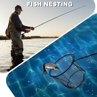 1.8-2.4 telescopic net copying rod with net copying head, carbon cloth material super hard and easy to carry suitable for rock fishing