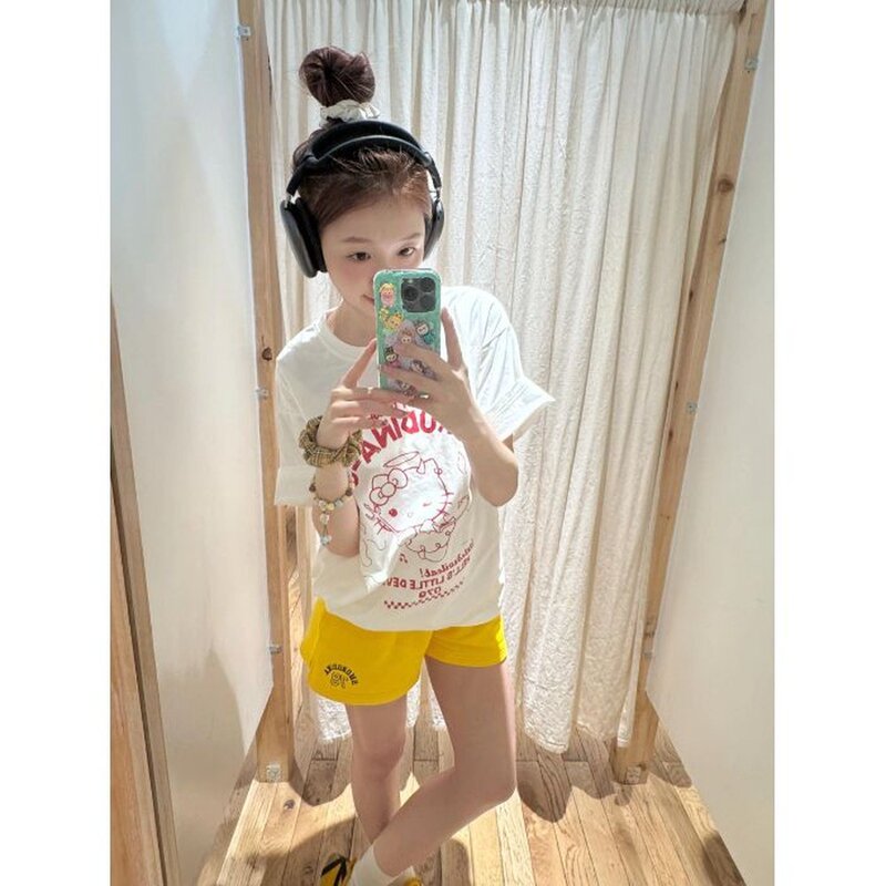 日本の夏の新しい純綿半袖 Tシャツ女性用 KittyKT ハローキティプリント半袖 Tシャツトップス服|undefined