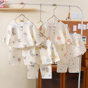 New children's three-quarter sleeve homewear suit pajamas pajama pants air conditioning clothes boys and girls baby casual suit