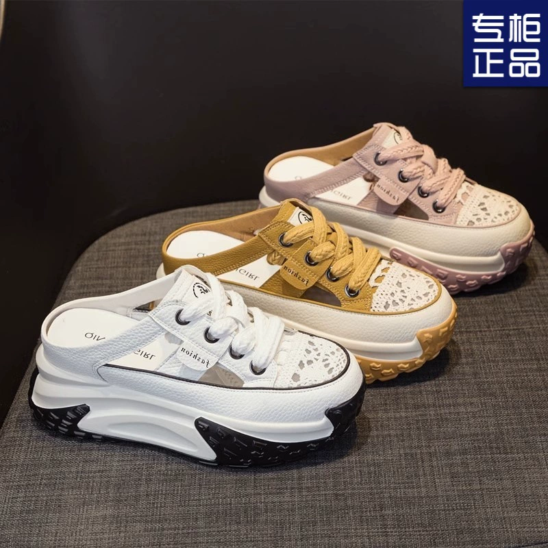 Женские полусапожки на толстой подошве в корейском стиле, весна-лето 2025, новая модель, вырезы, дышащие, маленькие балетки