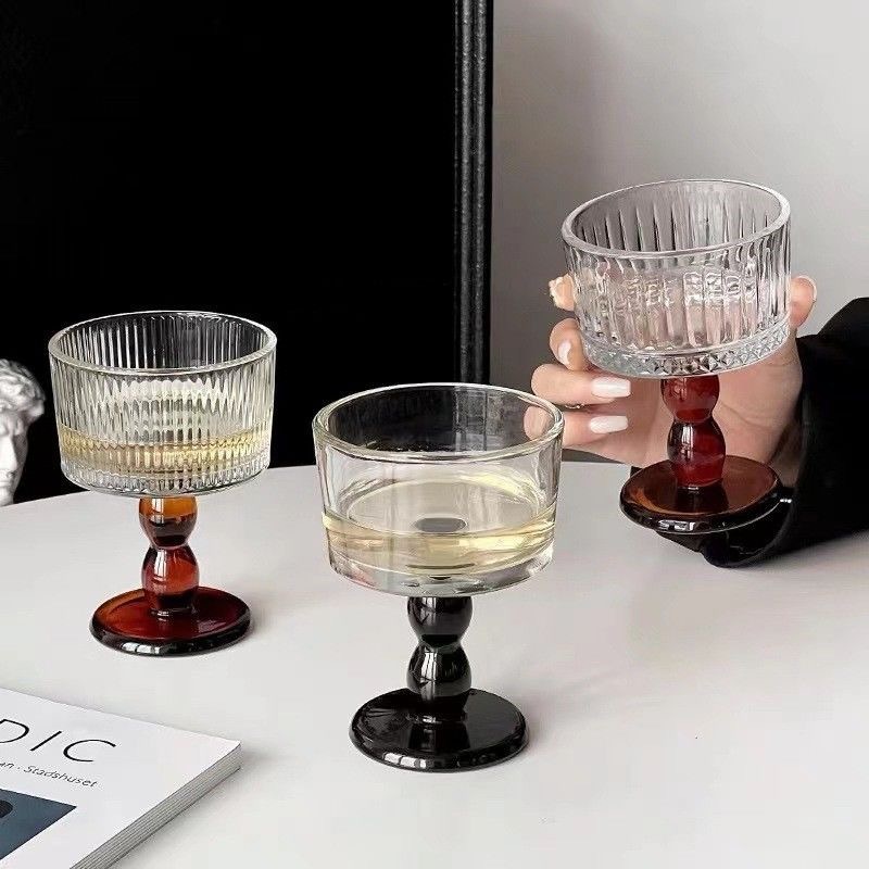 프랑스 중세 높은 유리 샴페인 컵 와인 컵 음료 컵 아이스크림 컵 요구르트 푸딩 그릇