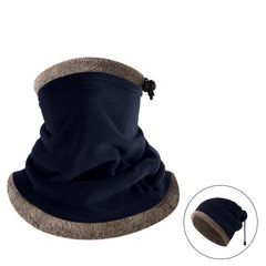 跨境新款戶外保暖圍脖帽子兩用款抽繩可調節純色防風騎行面罩頭套