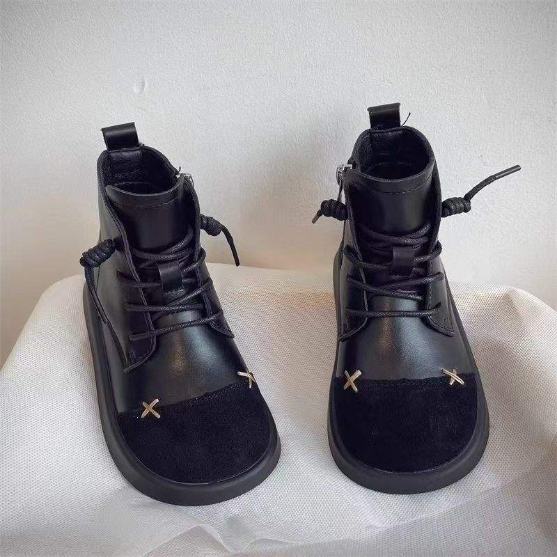Children's 2025 Girls' Leather Boots Autumn and Winter New Non-Slip Soft-Soled Short Boots Boys' British Boots Baby Boots