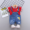 Summer clothing, denim overall, children's cartoon summer set, with short sleeve, western style