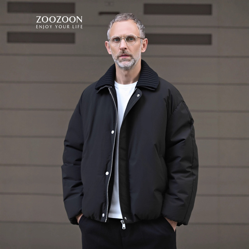 Authentic Casual Knitted Lapel Short Jacket down Coat 2025 Winter New Trendy Thickened Men's Outerwear
