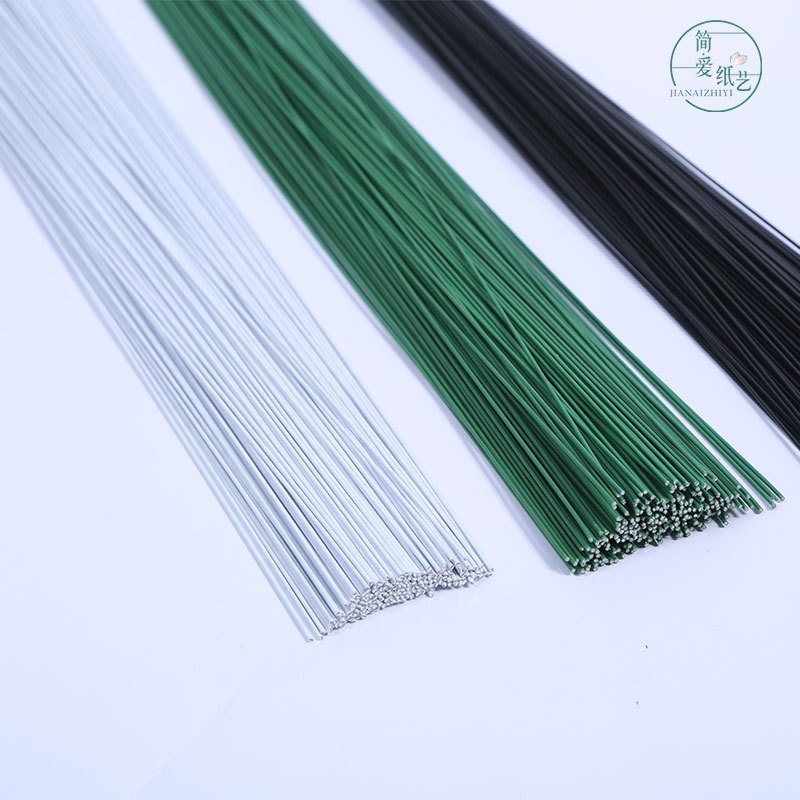 Plastic-Coated Wire Wedding Flower Art DIY Production Fondant Baking Plastic-Coated Flower Stem Plastic-Coated Black and White Green Wire Tie Wire