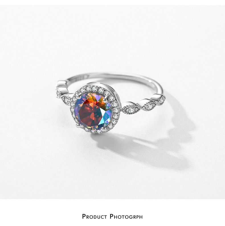 Fashion Round Silver Inlay Zircon Rings 1 Piece