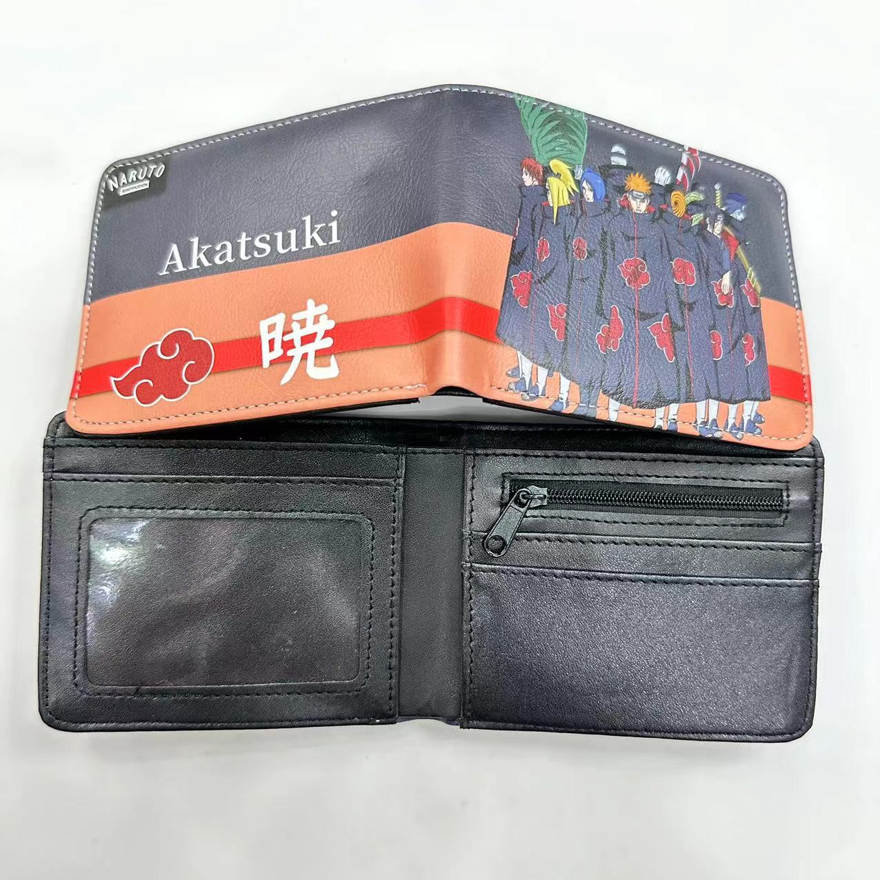 Hokage billetera Ninja Boy Sasuke Naruto nuevo tipo de bolso de tarjetas, bolso de cambio de dibujos animados Fuego Nube, cartera de cambio PU, bolso de piel