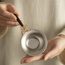 手工纯钛茶漏茶滤公道杯搭配茶叶过滤网千孔一体茶隔精致茶具配件