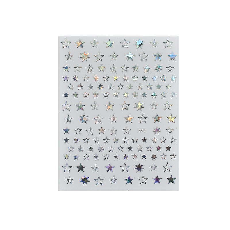 Calle encuentro pegatinas de uñas letras de estrellas joyas japonesas 3D pegatinas de uñas decoración pegatinas de uñas estampado láser pegatinas de uñas