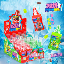 双拼汽水味糖果可乐雪碧味彩豆糖草莓苹果味硬质糖果儿童零食批发