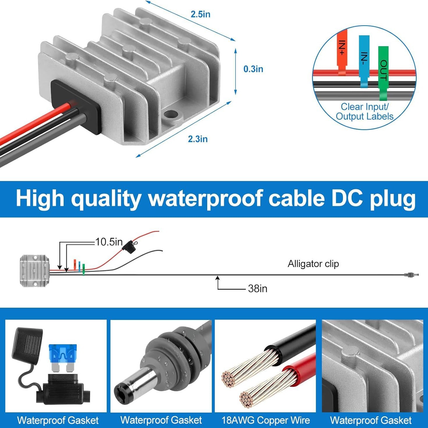10 - 30V amplificador 48V1.5A convertidor 24V a 48V impermeable DC amplificador RV mini cabeza DC image 3